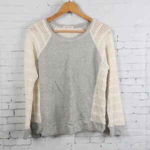 CHLOE & KATIE GREY SWEATSHIRT WITH COTTON LACE LONG SLEEVES CREW NECK SIZE SMALL